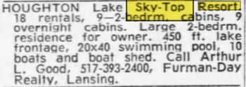 Sky Top Resort (Mazurs Skytop Resort) - June 1966 Ad For Sale (newer photo)
